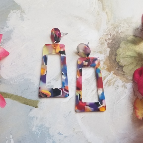 Jewelry - Multicolor Acrylic Post Earrings Statement